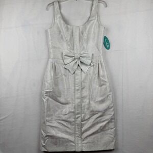 Kirribilla‎ Metallic Plaid Bow Dress 10 Sleeveless Sheath Party Cocktail Womens